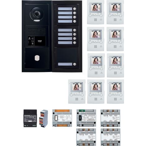 Pack GT vidéo 9 BP programmé avec platine façade noire satin GTBV9EB AIPHONE 200461