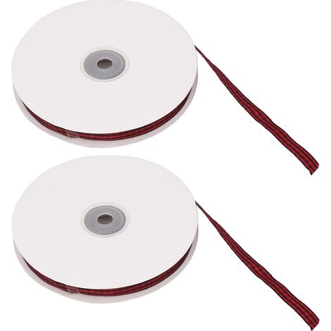 Ruban de Noël 2 Rouleaux 50 Yards 1cm Largeur Rouge Noir Tartan Décoration Cadeau Festif (1/5)