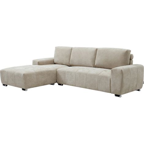Divano angolare sinistro in tessuto beige - MICHELIA
