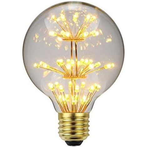 G80 3W LED Ampoule de Filament Forme classique sphérique,220V E27 Culot, Blanc Chaud 2200K, Angle de Faisceau 360°, Equivalent à 30 Watt,Surface imprimée aspect starry (G80)