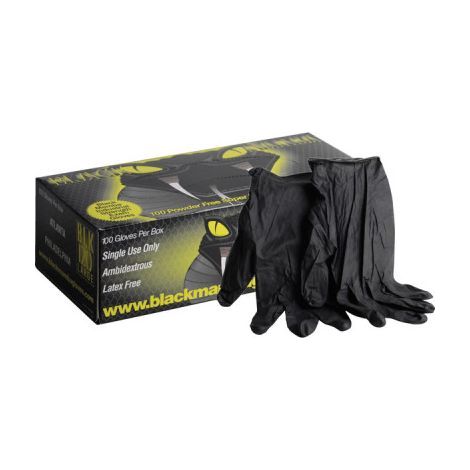 Private Label-Gants jetables nitrile noir – Boîte de 100 – Taille L (8/9) – Ultra résistants à la déchirure – Protection contre poussières et suies