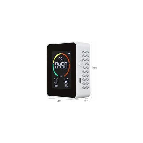 3-in-1 CO₂-Gasdetektor, Temperatur- und Feuchtigkeitsanalysator, Messbereich 400–5000 ppm, intelligentes Luftmessgerät mit Display, Weiß (1/5)
