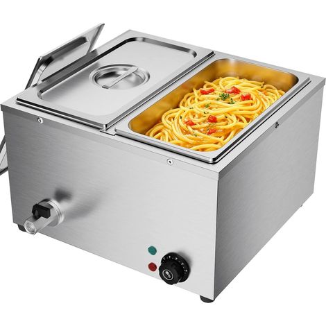Bain Marie Électrique 2 Bacs en Acier Inoxydable 220V Chauffe-Plats Chocolat Fondoir Commercial avec 2 x 1/3 casseroles (1/5)