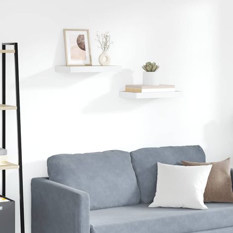 Étagères flottantes 2 pcs-Étagère murale-Étagère Suspendue chêne et blanc 50x23x3,8 cm MDF 397091 (1/5)