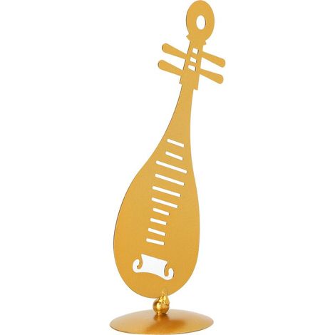 Vergoldete chinesische Pipa aus Metall, dekoratives Musikinstrument für Zuhause, Büro, Geschenk (1/5)