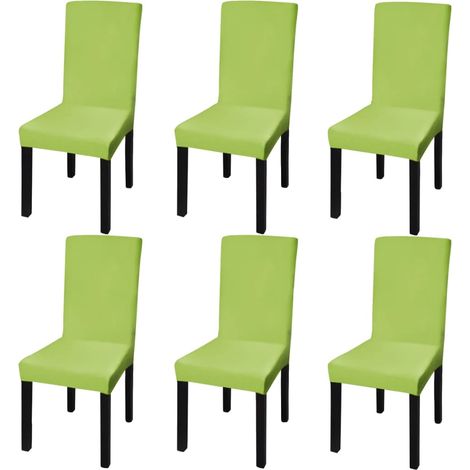 Housses de chaise extensibles, droites, lot de 6, vertes