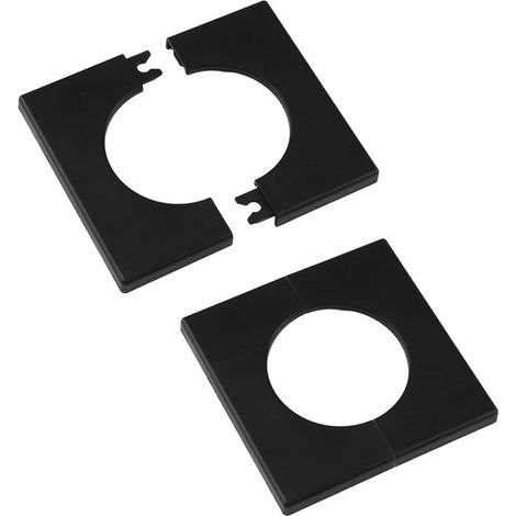 Lot de 2 caches pour trous muraux et tuyaux, diamètre 50 mm, design fendu en plastique noir, étanches et durables pour masquer passages de tuyaux et câbles en salle de bain, cuisine et chauffage (1/5)