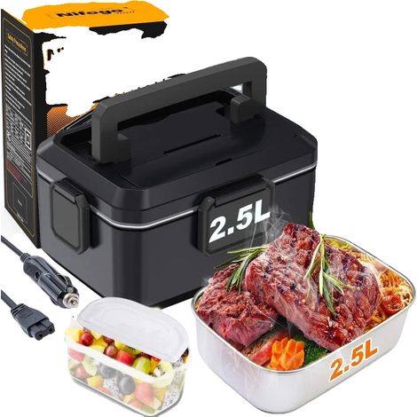 Boîte à lunch électrique, réchauffeur de nourriture portable, plateau en acier inoxydable, 2.5L (1/2)