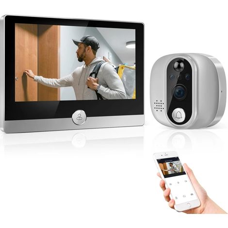 Sonnette Wi-Fi numérique avec batterie rechargeable 5000 mAh, caméra 1080p, détection de mouvement PIR et audio bidirectionnel. Brilvibera (1/5)
