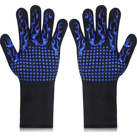 Gants de barbecue résistants à la chaleur jusqu'à 800 °C – Gants résistants aux coupures L5 – Gants de cuisine de qualité supérieure pour BBQ, cuisiner, pâtisserie et soudure (1 paire de 33 cm) (1/5)