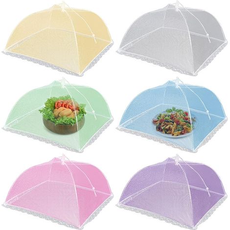 Cloche alimentaire parapluie, lot de 6 cloches à fruits, cloche anti-insectes pliable, cloche alimentaire en filet, idéale pour les barbecues, les pique-niques et plus encore (plusieurs couleurs) (1/5)