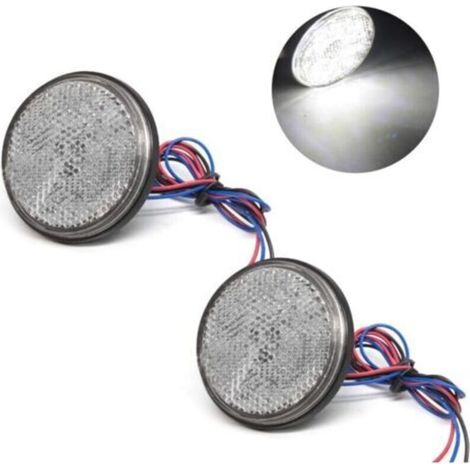 Ensemble de 2 réflecteurs LED pour moto, feux de remorque universels LED 24 V, feu arrière de remorque, étanche, feu stop (blanc) (1/4)