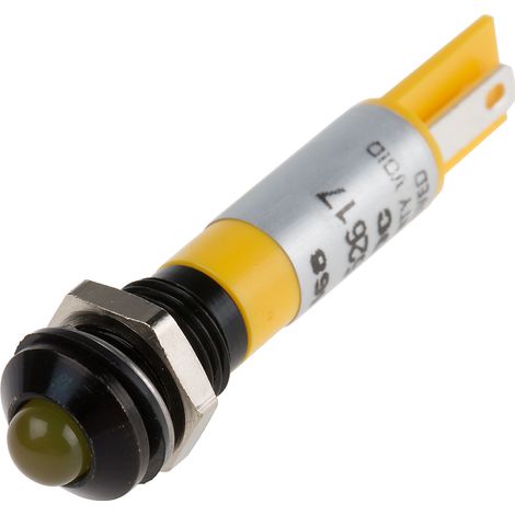 Voyant LED lumineux Jaune RS PRO, dia. 8mm, 12V, IP67 ( Prix pour 1 )