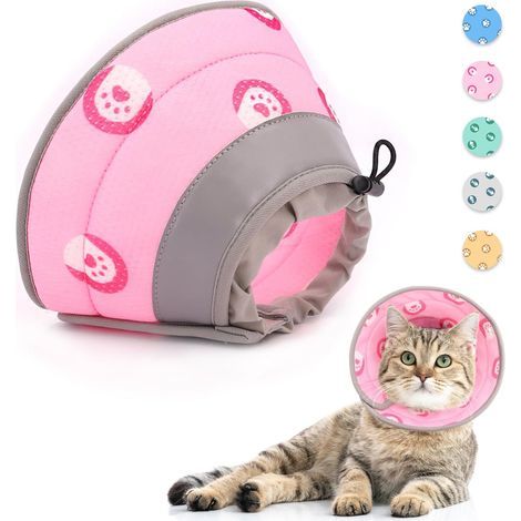 Collier cervical ajustable pour chat – Protection confortable couleur rose, taille S (1/5)