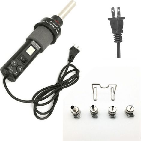 450W Portable Hot Air Gun Soldering Iron Tool with Digital LCD Display, Adjustable Thermostat, and 4 Nozzles (1/4)