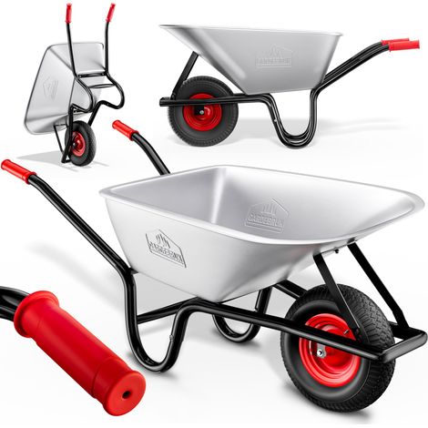 GARDEBRUK® Schubkarre 100L Luftreifen Zuladung bis 250kg mit Stahlfelge verzinkt Garten Bauschubkarre Gartenschubkarre (1/5)