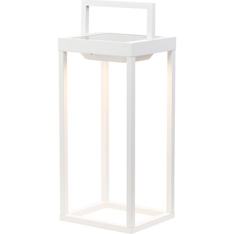 Zafferano - Lanterne Solaire 2 Led 37,3 Cm - Lampe Murale Et De Table 2W Avec Batterie Et Capteur Crépusculaire - Blanc (1/3)