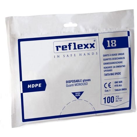 Gants Reflexx R18 100 en polyA thylA ne haute densitA PEHD ambidextre jetable sans poudre, taille unique (1/2)