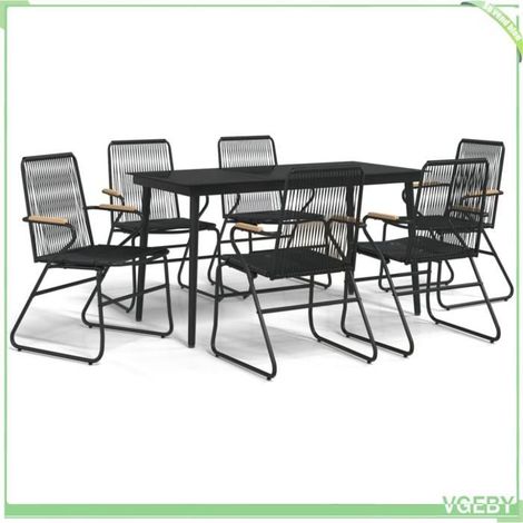 Ensemble à manger de jardin 7 pcs - FAFEICY - 3099218 - Rotin PVC anti-UV - Cadre acier robuste - Dessus verre facile à nettoyer (1/5)