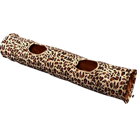Tunnel pliable pour animaux de compagnie en forme de léopard avec balle amusante (1/5)