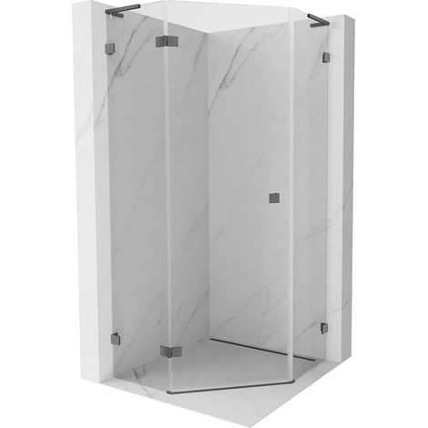 Mexen Lunar L fünfeckige Duschkabine schwenkbar links 100x100 cm transparent, gun gray gebürstet - 831L-100L-100P-66-00-L (1/5)