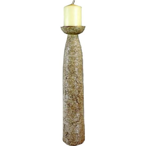 Candelabro in pietra con motivo screpolato - Colore sabbia