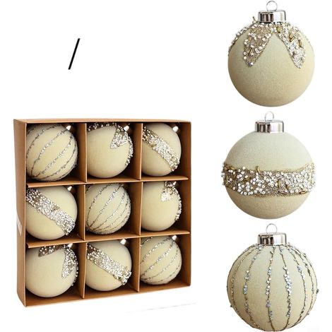 2 rote Samt-Weihnachtsbaum-Ornamente 6/8 cm, Weiß (1/5)