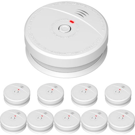 Lot de 10 détecteurs de fumée NF avec capteur optique – Autonomie 5 ans – Avertisseur sonore – Installation plafond – Evacuate (1/5)