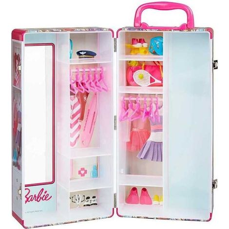 Mallette armoire Barbie Klein 15,9x13x32 cm Rosa con 12 cintres (1/4)
