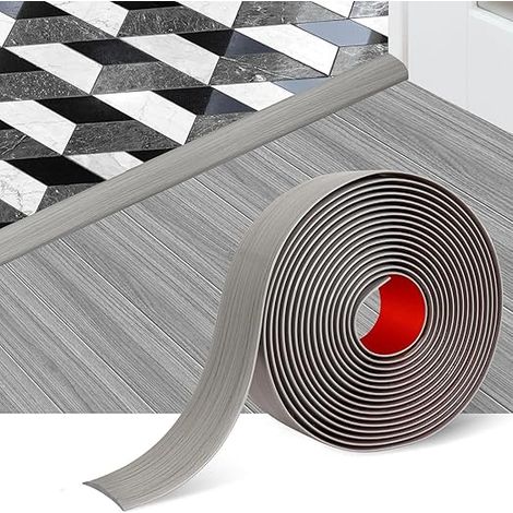Barre de Seuil Autocollante 5cm, Bande de Seuil de Porte Facile à Couper et à Installer, Joint Souple en PVC for Joining Floor Gaps (Gris, 1.2m) (1/5)