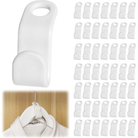 50 Crochet Gain De Place, Connecteur Cintres Plastique, Empilable Pour Armoire, Blanc (1/5)