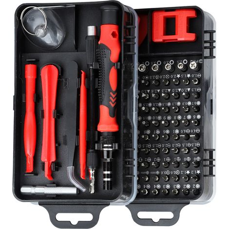 Jeu de tournevis en acier au carbone, outils multifonctionnels de démontage et de réparation électroniques pour montres et téléphones portables (rouge) (1/5)