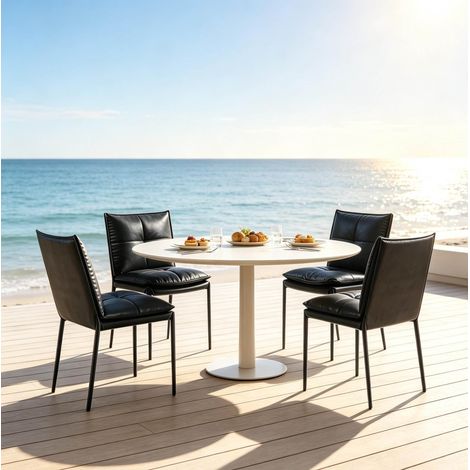 Set di 4 sedie da pranzo 48x55x87 cm in metallo nero salvaspazio FloraGrace (1/5)