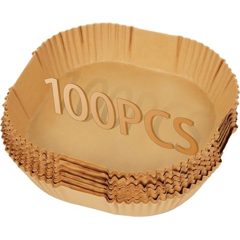 Lot de cent papiers de cuisson pour friteuse à air jetables pour micro ondes et cuiseur vapeur alimentaire (1/5)