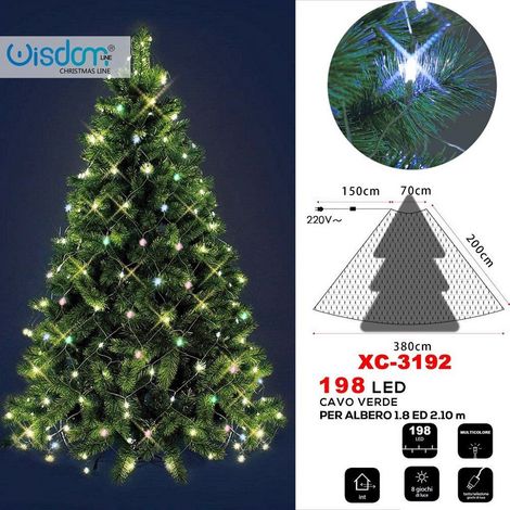Wisdom - Mantello Luminoso 198led Albero Di Natale 1.8 / 2.10 Mt Luce Multicolore Xc-3192 -