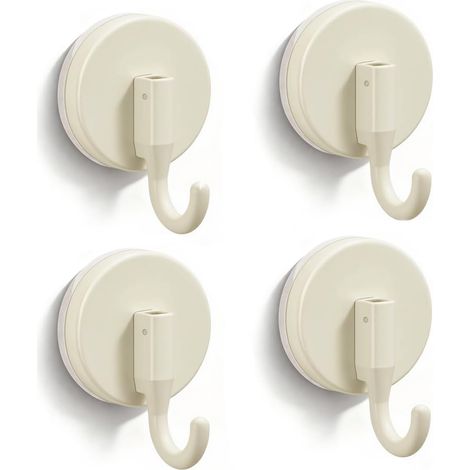 Juego de 4 ganchos con ventosa, potentes y reutilizables, sin necesidad de taladrar, color blanco, para perchero, toallero para baño, puerta de cristal y azulejos.