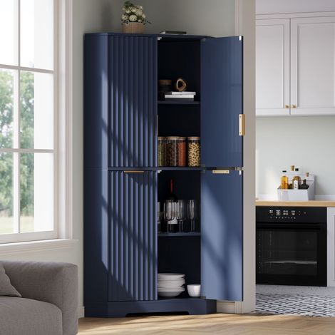 Eckschrank, Aufbewahrungsschrank mit 4 Türen und verstellbaren Einlegeböden, Sideboard für Küche, Esszimmer und Wohnzimmer, 60 × 60 × 172 cm (1/5)