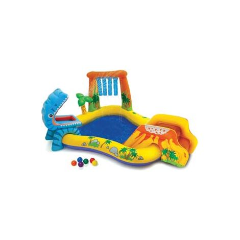 PISCINA GONFIABILE RETTANGOLARE GIOCO DINOSAURO  +3 ANNI  cm.249x191x109h.  peso kg.5,20 (57444)    INTEX
