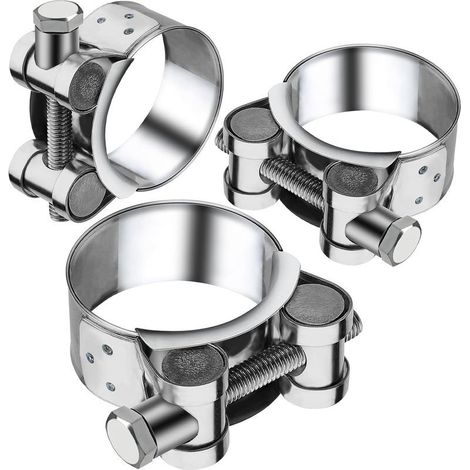 Collier Echappement 64-67mm Manchon Echappement 3 Pièces Turbo Collier de Serrage Inox Tuyaux Gaines Ventilation pour Accessoires de Tuyaux D'échappement (1/5)
