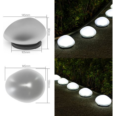 Pierres solaires, veilleuses étanches pour une utilisation extérieure, adaptées aux allées de jardin, terrasses et fêtes dans la cour (lumière blanche)-AquaForge