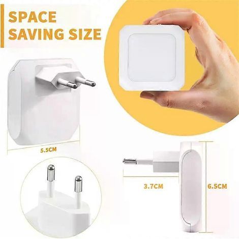 HONORNIC - Veilleuse LED pour enfants, prise UE/UK/US, avec capteur crépusculaire et luminosité réglable en continu, blanc chaud, idéale pour la chambre.