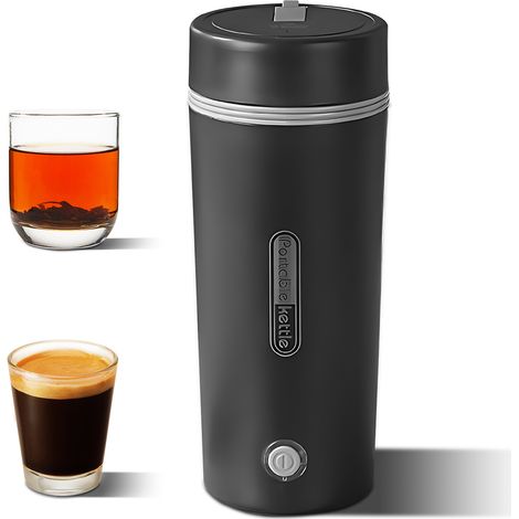 Bouilloire électrique portable pour eau bouillante 1,5 tasse petite chaudière à thé et café de qualité alimentaire en acier inoxydable 304 chauffe-eau anti-fuite avec arrêt automatique et protection c (1/5)