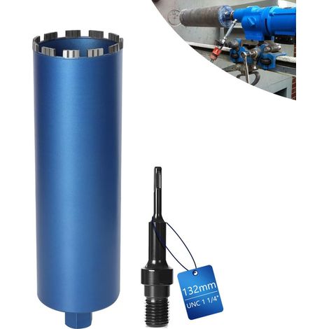 Xiiw – Couronne de forage diamantée Ø 132 mm – Segment turbo pour béton armé – Adaptateur SDS Plus – Longueur 460 mm – Emmanchement 1 1/4'