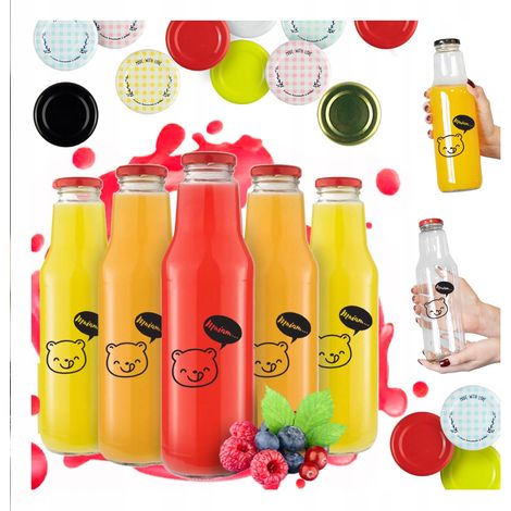 40 botellas KUBUŚ de 750 ml con impresión. Botellas para zumo, jarabe, agua, leche y zumos.