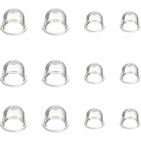 Pompe à ampoule d'amorçage blanche, tasse d'huile de carburateur transparente de 19 mm et 22 mm pour tondeuse, machine à haie, scie à essence, ampoule d'amorçage de carburant de ventilateur 12 pièces