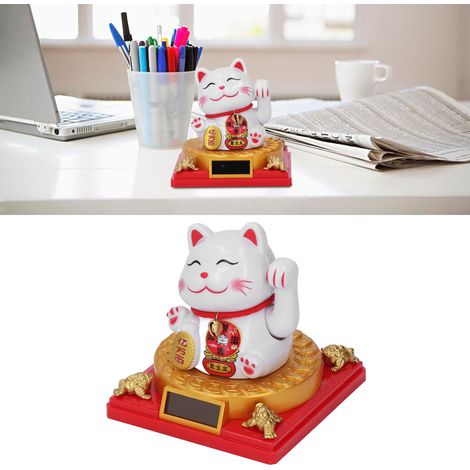 Chatou Lucky Fortune Maneki-neko Solarbetriebene Feng Shui Dekoration für Zuhause, Büro und Auto