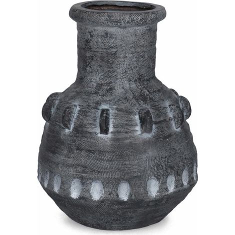 Vaso "Bucchero" tondo in magnesia grigio per uso esterno Ø 37 cm
