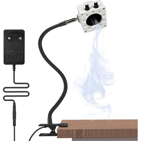Extracteur de Fumée de Soudure, Ventilateur d'aspiration de Vapeur de Soudure, avec Lumière LED et Puissance d'aspiration, 15 Filtres à Charbon Actif(Blanc) (1/5)