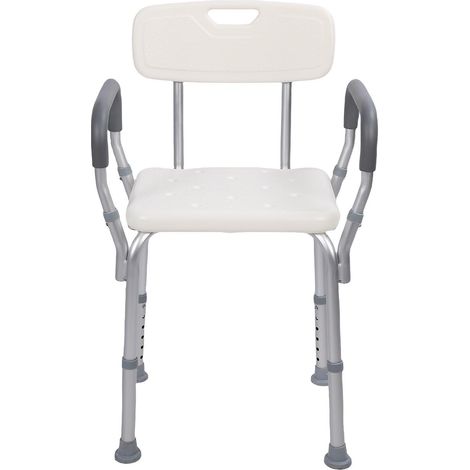 Sedia da doccia ergonomica per anziani, Bagno e bagno, Montaggio antiscivolo, Altezza regolabile, Alluminio bianco, Elegante 1/2/3 (1/4)