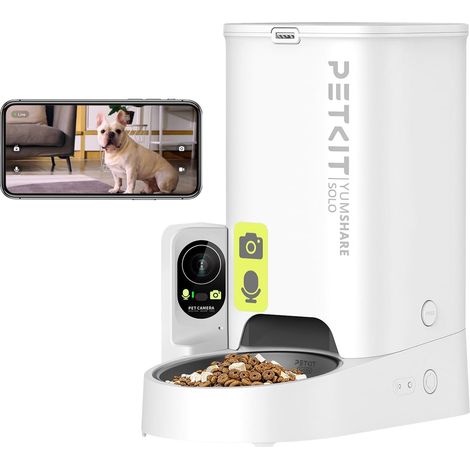 Automatic Cat Food Dispenser with Camera, WiFi 2.4 GHz, Night Vision, Stainless Bowl, Programmable via App, Up to 5 Meals per Day (1/5)